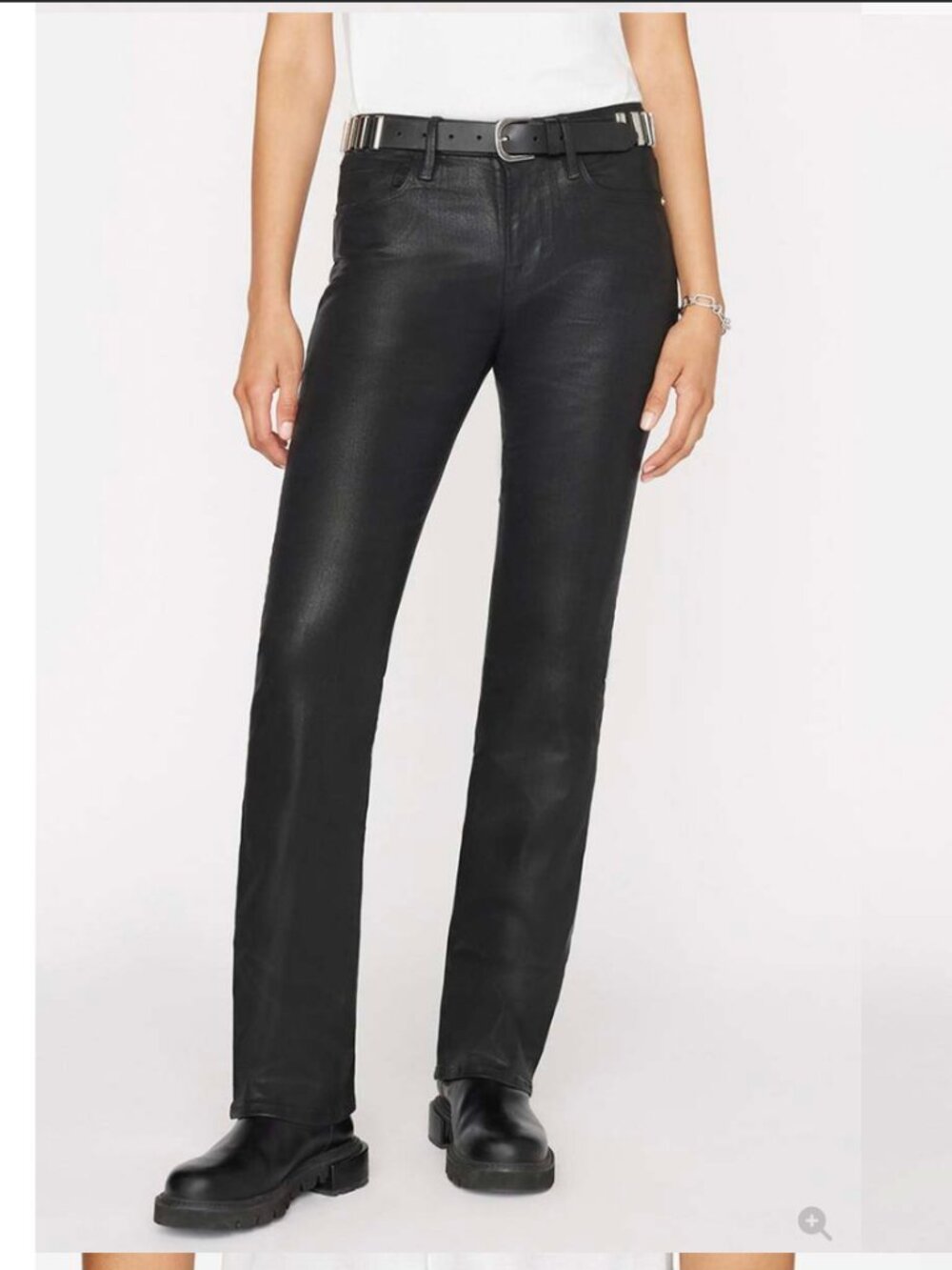 FRAME Le Mini Boot JEANS COATED BLACK MID Rise 31 x 32 NWT - Picture 2 of 11